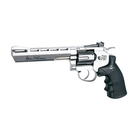 Revolver CO2 ASG Dan Wesson 6 pouces chrome brillant 4,5 mm plombs
