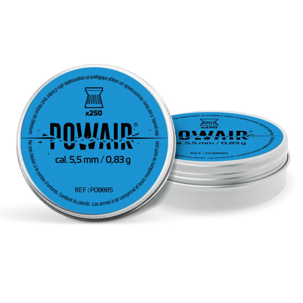 250 plombs plats Powair 5,5 mm - 0,83 g