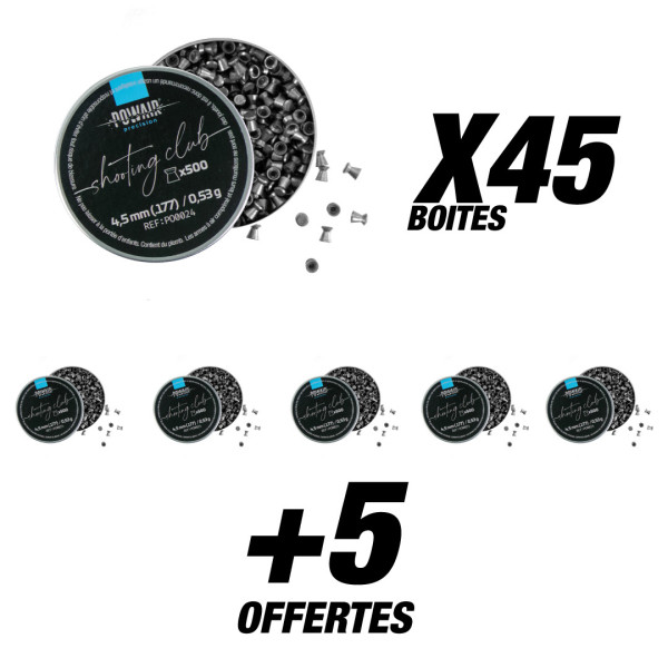 Pack 25 000 plombs plats Powair Shooting Club 4,5 mm - 50 boîtes