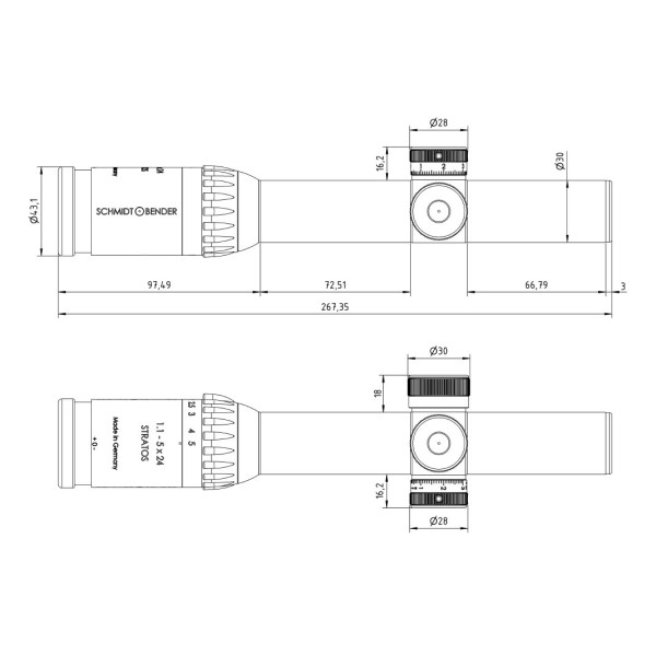 Schmidt & Bender Stratos LM FD0 1.1-5x24 objectif 24 mm